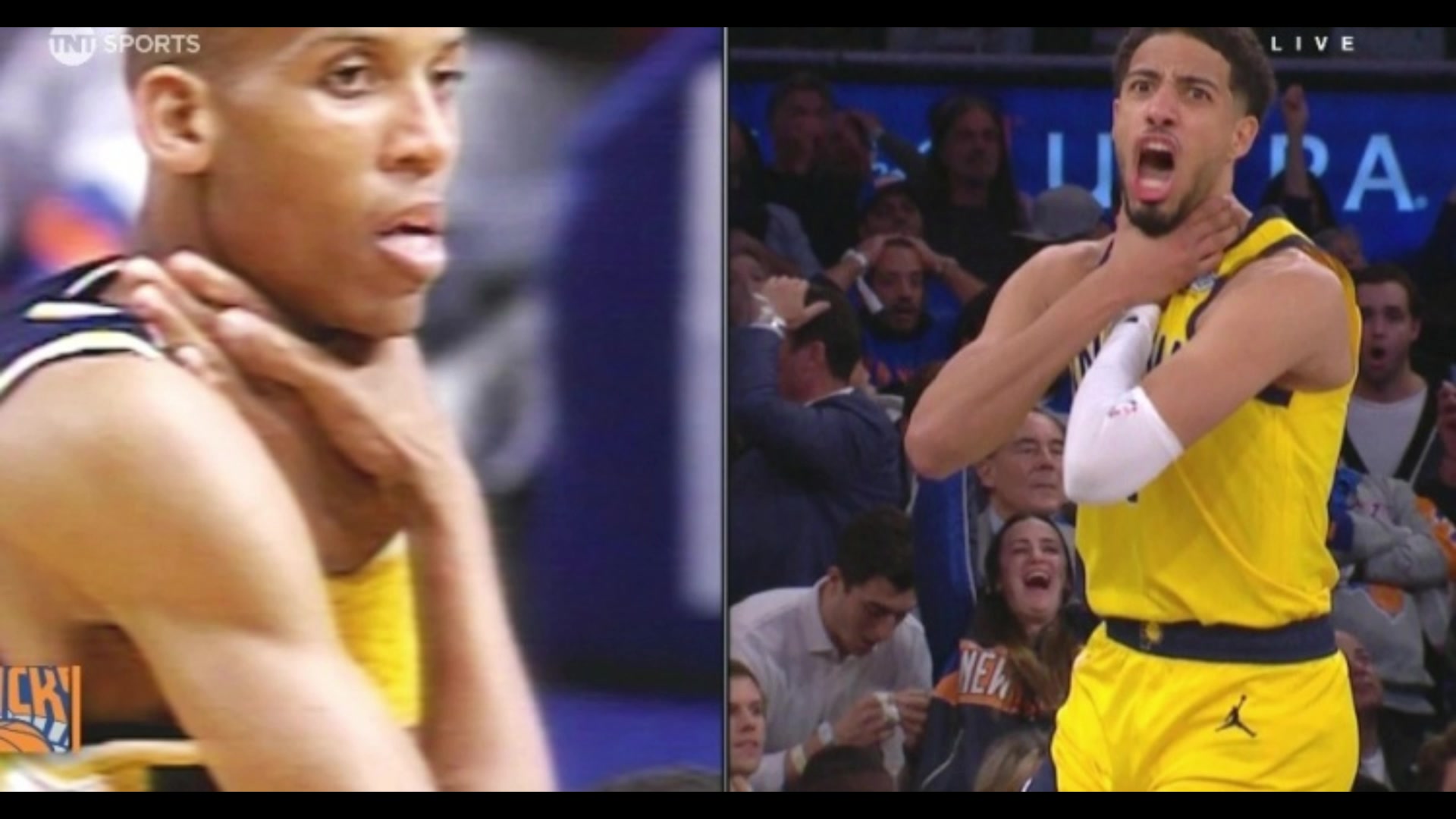 谈球吧哈利绝平锁喉致敬雷吉-米勒 场边解说米勒大笑😄开心得像个孩子